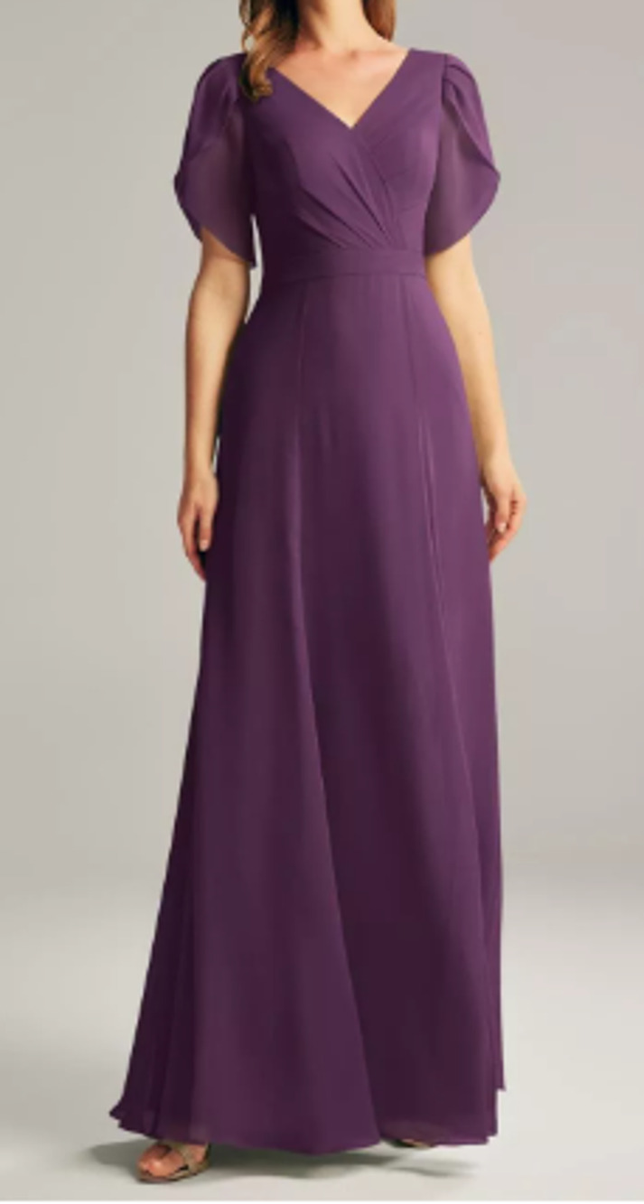 AW BRIDAL 0 XS grape purple chiffon Wilma formal party maxi dress NEW B36
